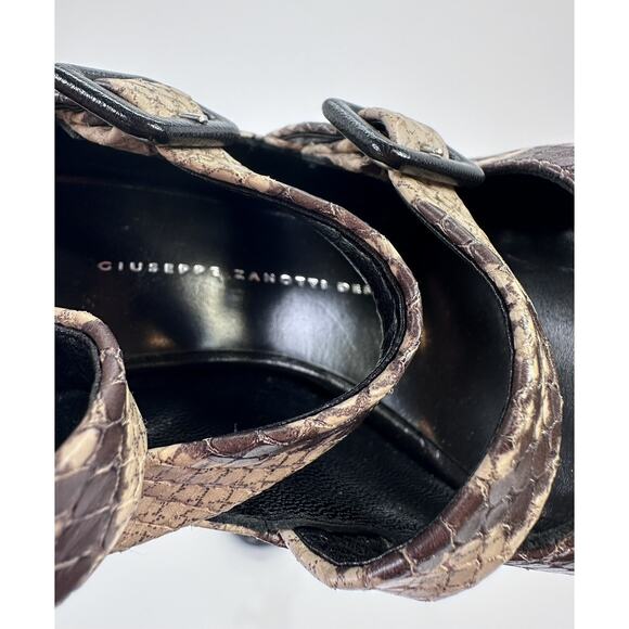 ⭐️ BARBARA BUI Platform Strap Sandals Python Embossed Leather Red Heel Sz 36.5 - Picture 4 of 15